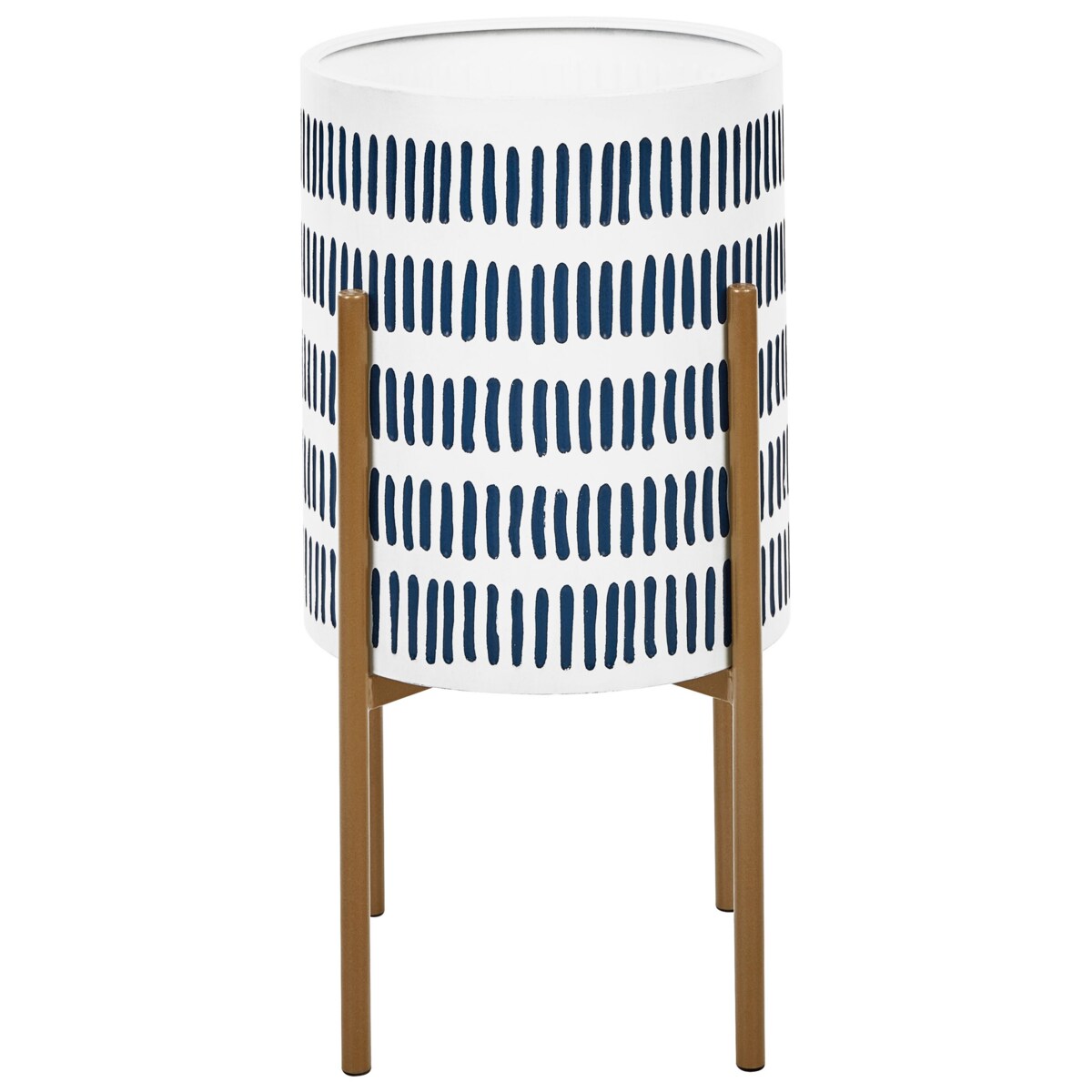 Doniczka na stojaku metalowa 31 x 31 x 58 cm biało-niebieska NEMOROSA