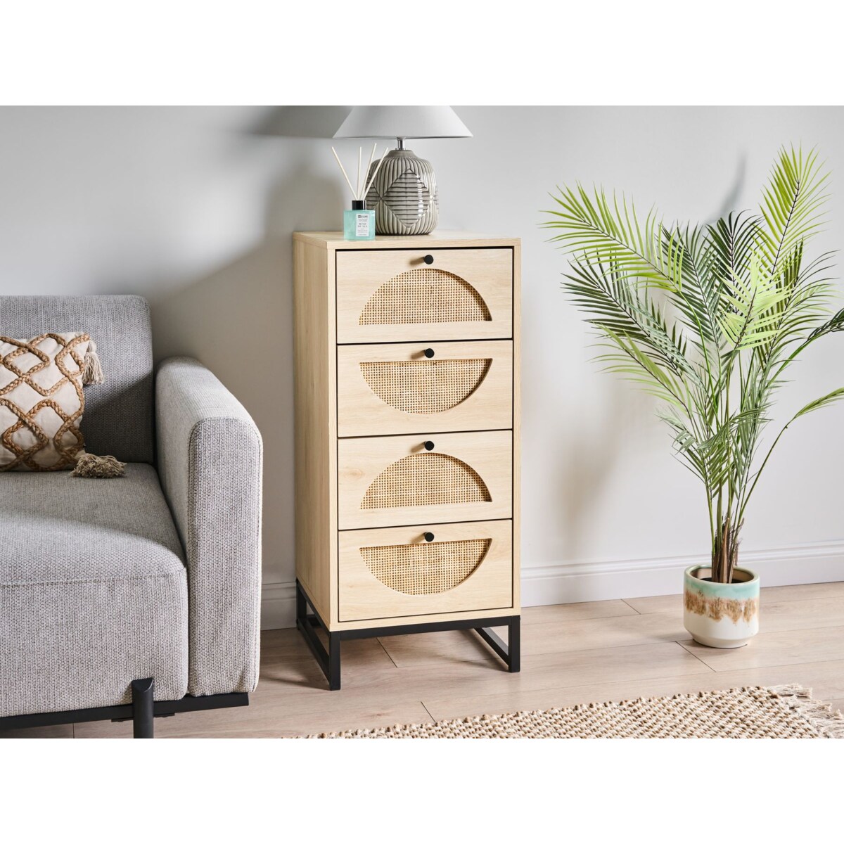 Komoda 4 szuflady BOTWOOD Jasnobrązowy