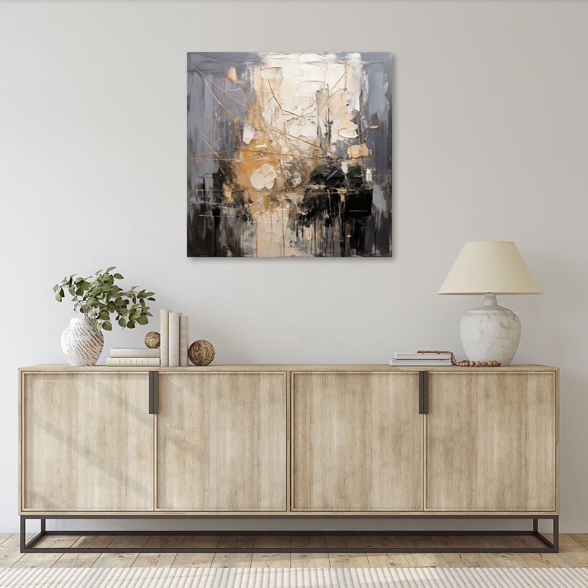 Feeby Obraz, Abstrakcja Technika Impasto Szarość 60x60