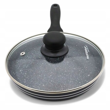 Patelnia Granitowa Pokrywka 24 Cm Plaster Miodu Indukcja Gaz 2.0L Wysoka 5.8