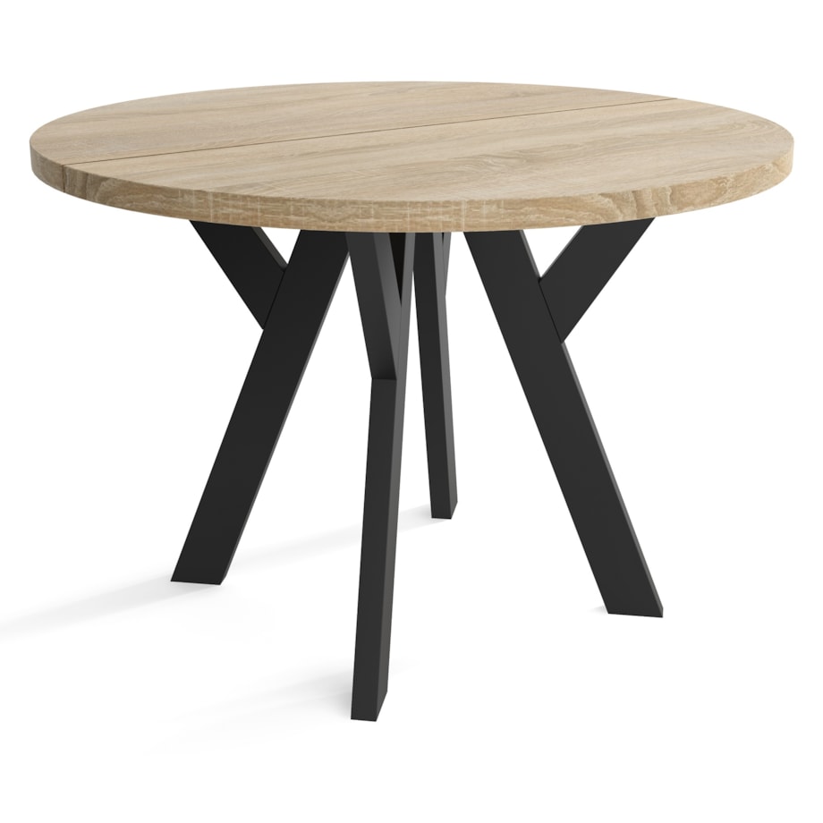Stół okrągły nierozkładany 90 - Dąb sonoma + n. czarne