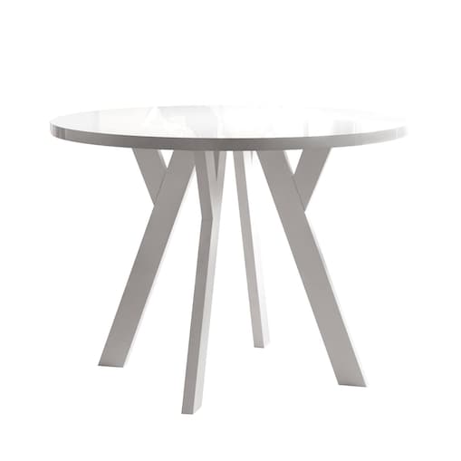 Okrągły stół rozkładany VOLTA GLOSS, nogi białe, blat biały