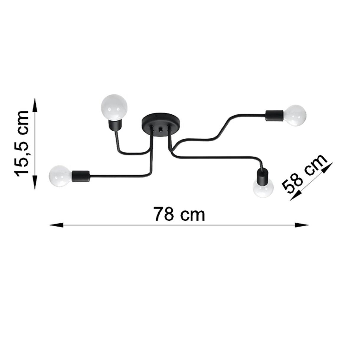 Żyrandol VECTOR 4 czarny