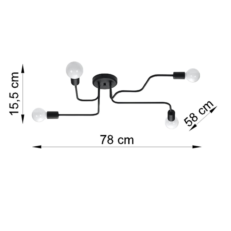 Żyrandol VECTOR 4 czarny