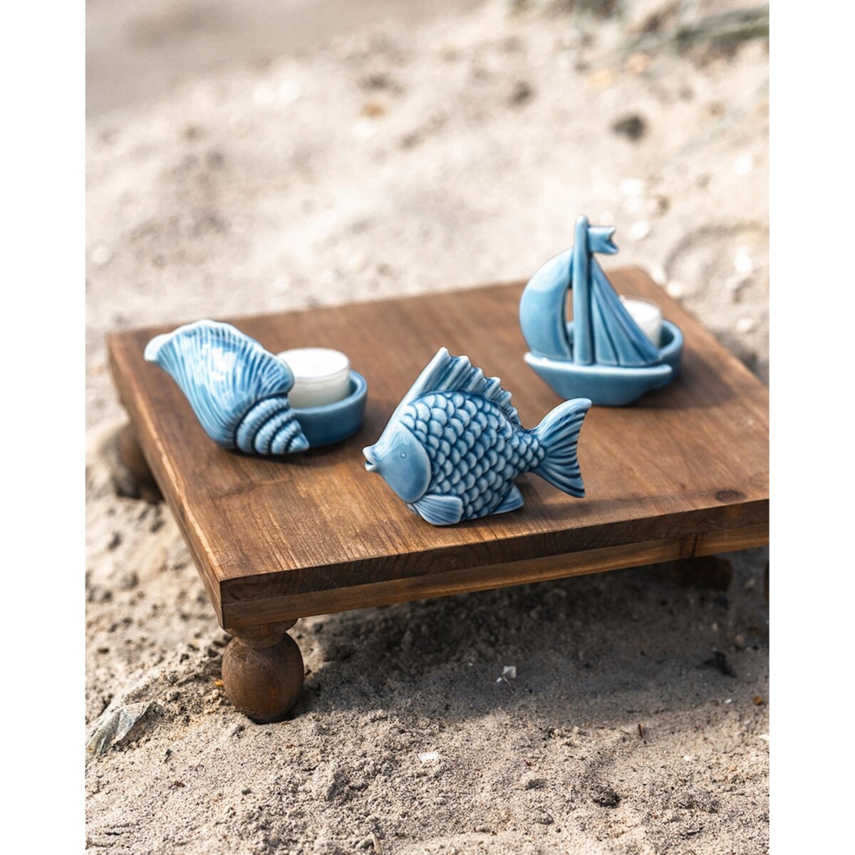 ŚWIECZNIK NA TEALIGHT CERAMICZNY MUSZLA MUSZELKA MARYNISTYKA DO DOMU SALONU
