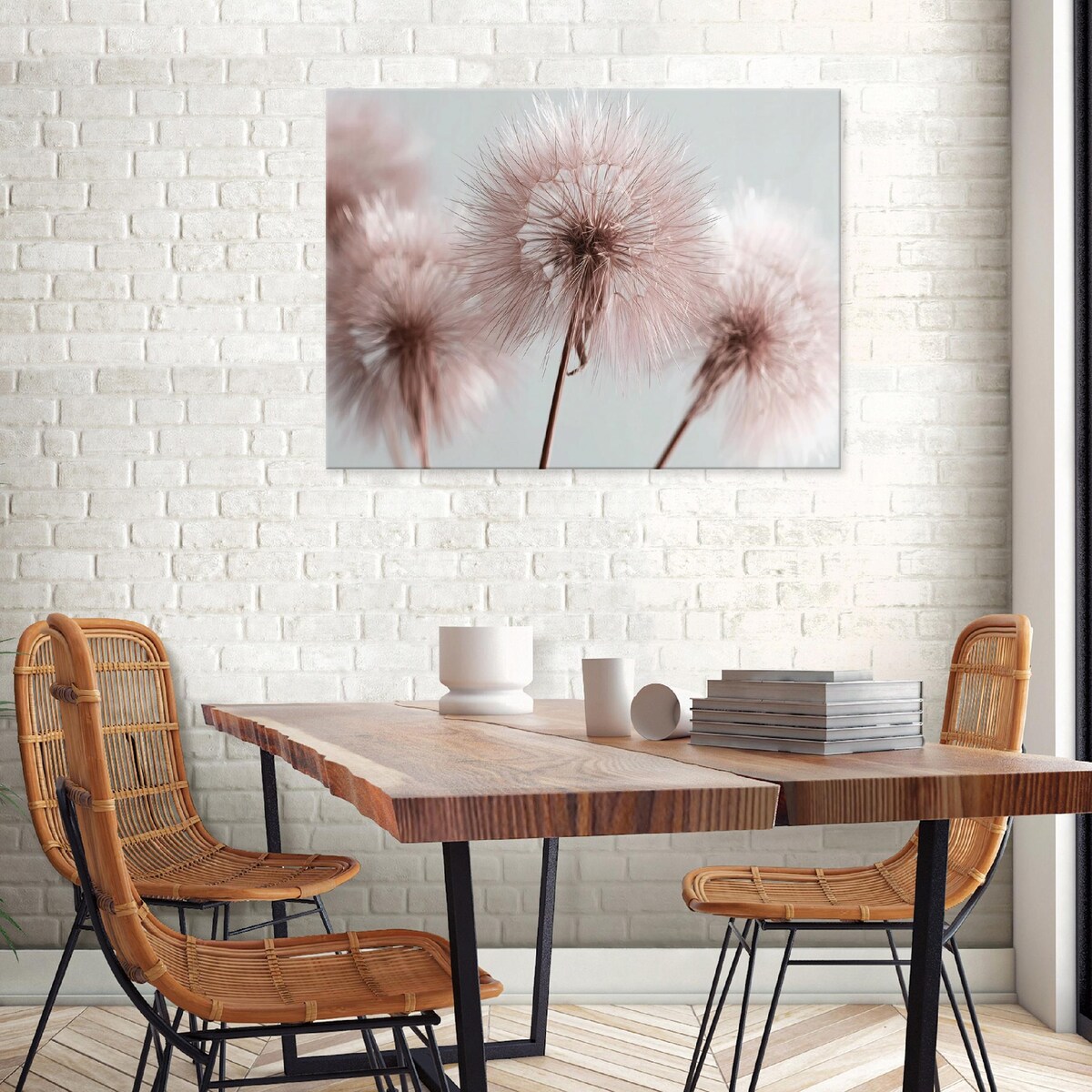 Obraz Do Sypialni Salonu Na Płótnie Dmuchawce Natura Różowy 60x40
