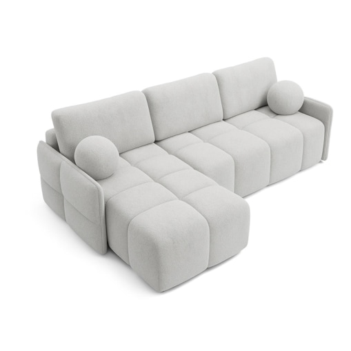 Narożnik MONO z funkcją spania i ozdobnymi poduszkami lewy, jasno-szary