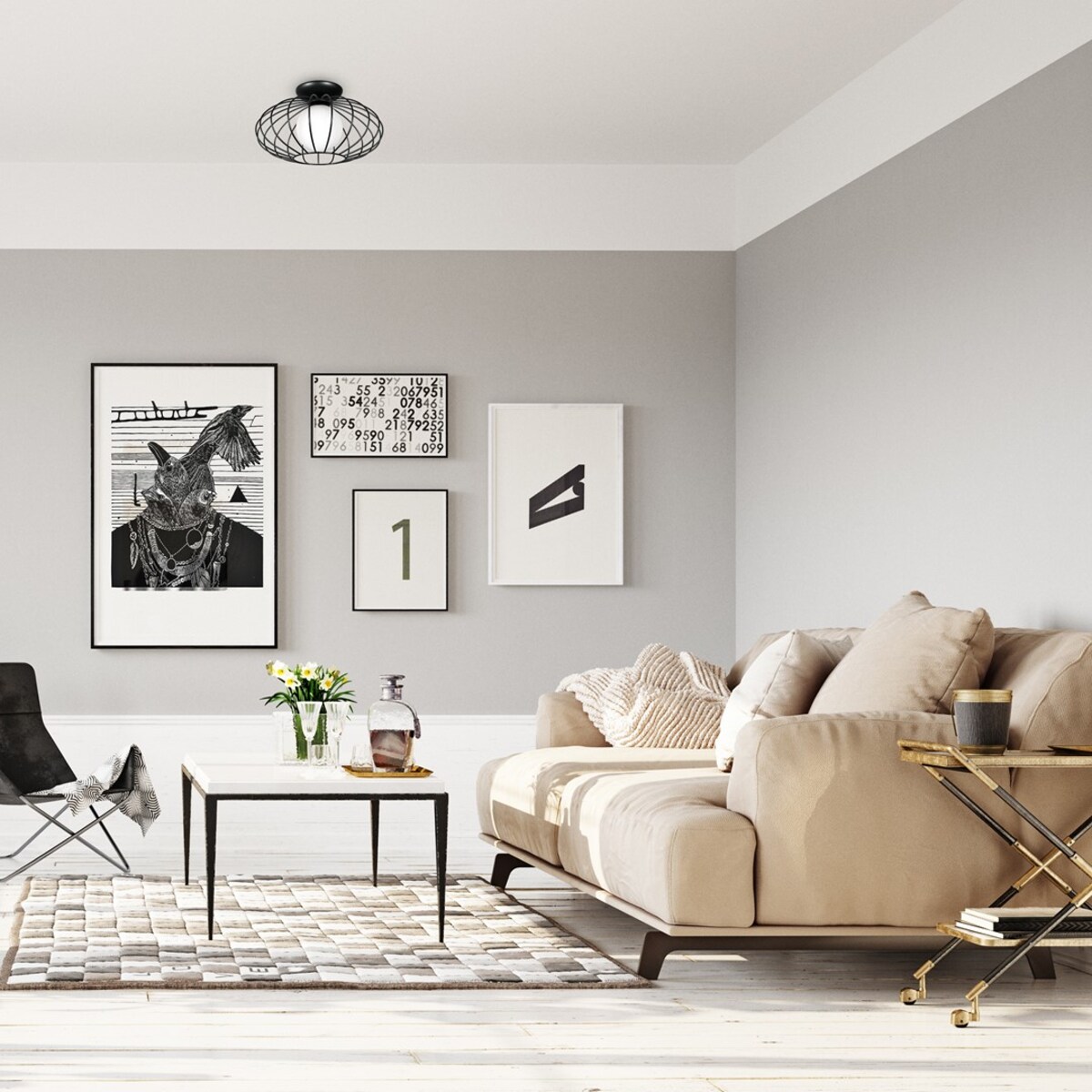 Lampa sufitowa KRONOS MLP4425 druciana do salonu czarna