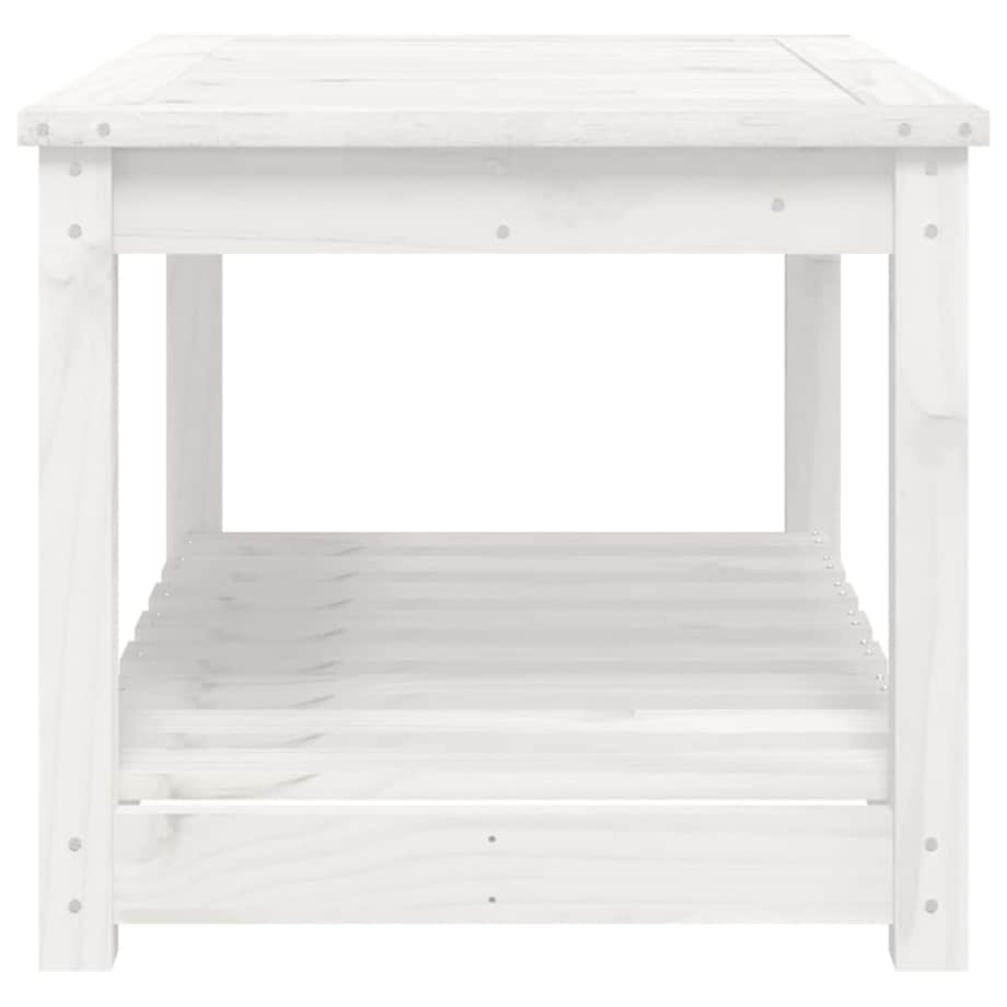 vidaXL Stolik ogrodowy, biały, 82,5x50,5x45 cm, lite drewno sosnowe