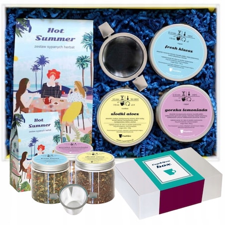 Najlepszy Box prezentowy HOT SUMMER z herbatą smakową i akcesoriami gift
