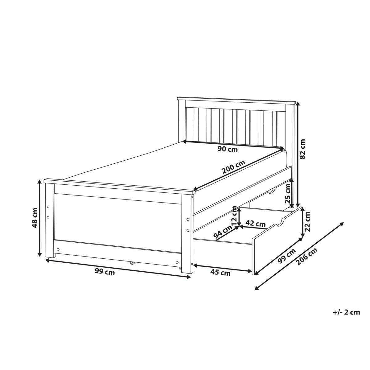 Łóżko ze schowkiem OLENDON 90 x 200 cm Z miejscem do przechowywania Drewno Jasne drewno