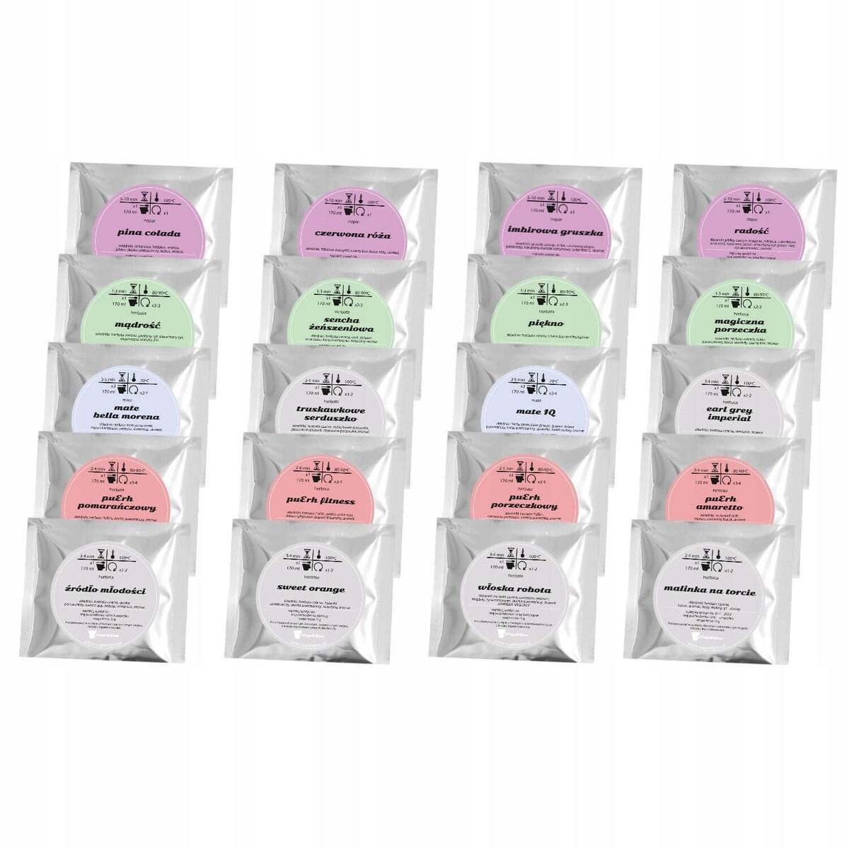 Drewniana solidna herbaciarka - zestaw 60szt różnych herbat sypanych liściastych w saszetkach - na prezent upominek dla kobiety faceta mamy taty babci dziadka