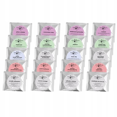 Drewniana solidna herbaciarka - zestaw 60szt różnych herbat sypanych liściastych w saszetkach - na prezent upominek dla kobiety faceta mamy taty babci dziadka