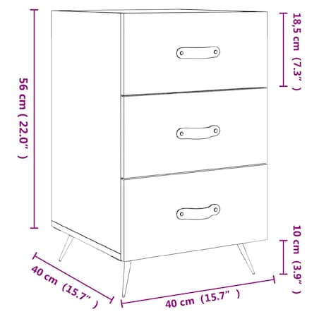 vidaXL Szafka nocna, biała, 40x40x66 cm, materiał drewnopochodny