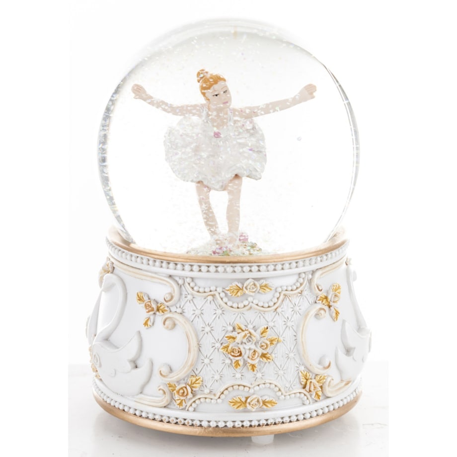 Szklana kula śnieżna z pozytywką 16x11x11 cm BALLERINA