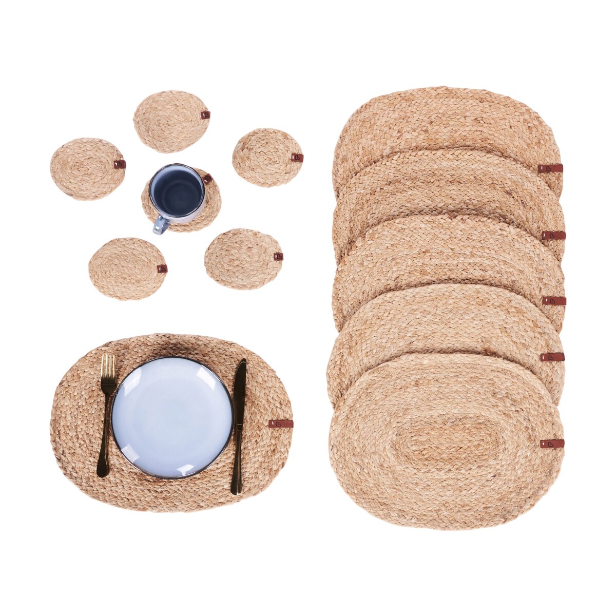Zestaw 12 podkładek na stół BUSHYLARK Naturalny Juta