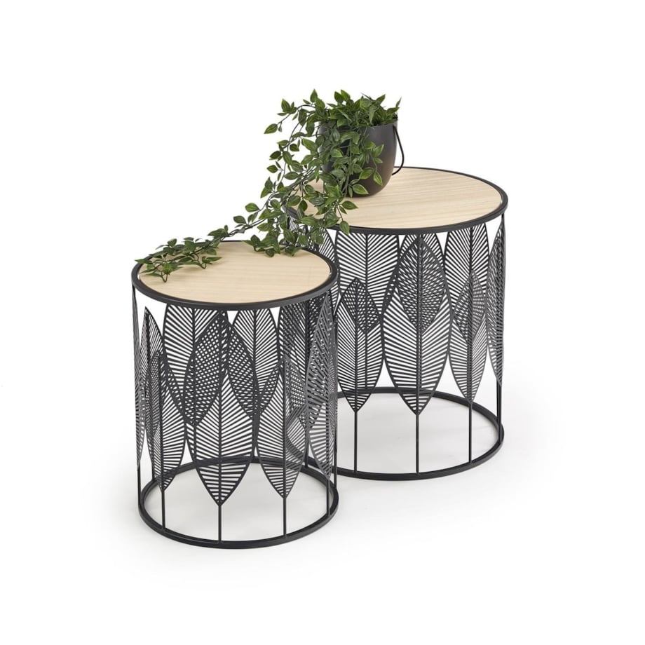 ZESTAW 2 STOLIKÓW Lifts CZARNY metalowy stelaż BLAT Z MDF