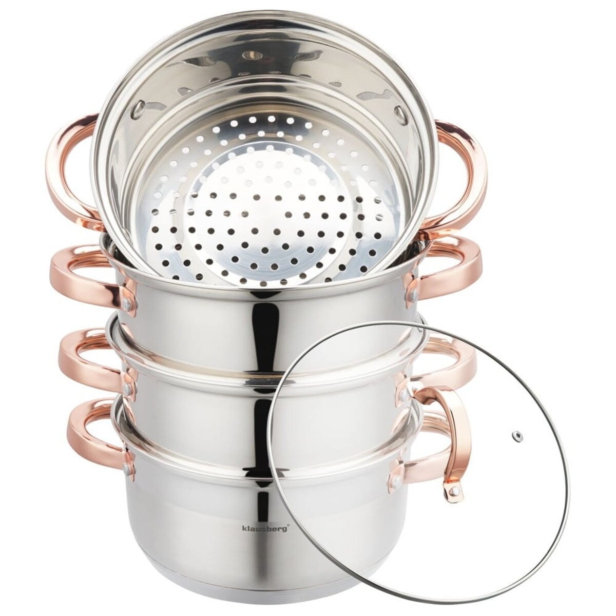 Zestaw garnków do gotowania na parze 20cm 5 elementów Parowar Rose Gold KLAUSBERG