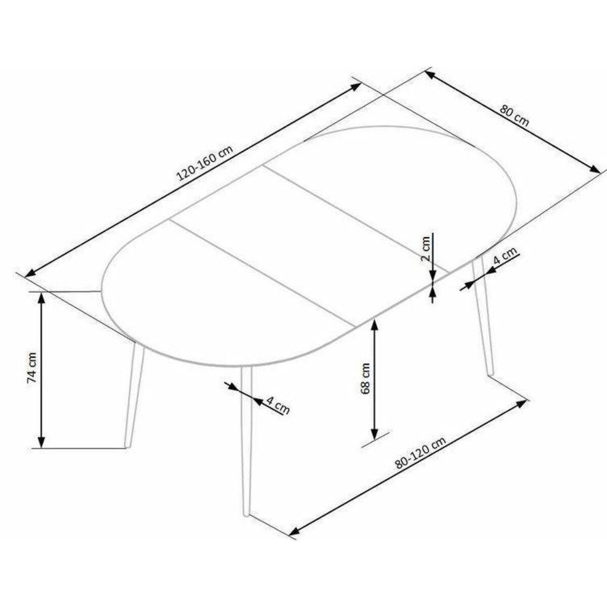 STÓŁ ROZKŁADANY Lora blat mdf DĄB ZŁOTY stalowe czarne nogi