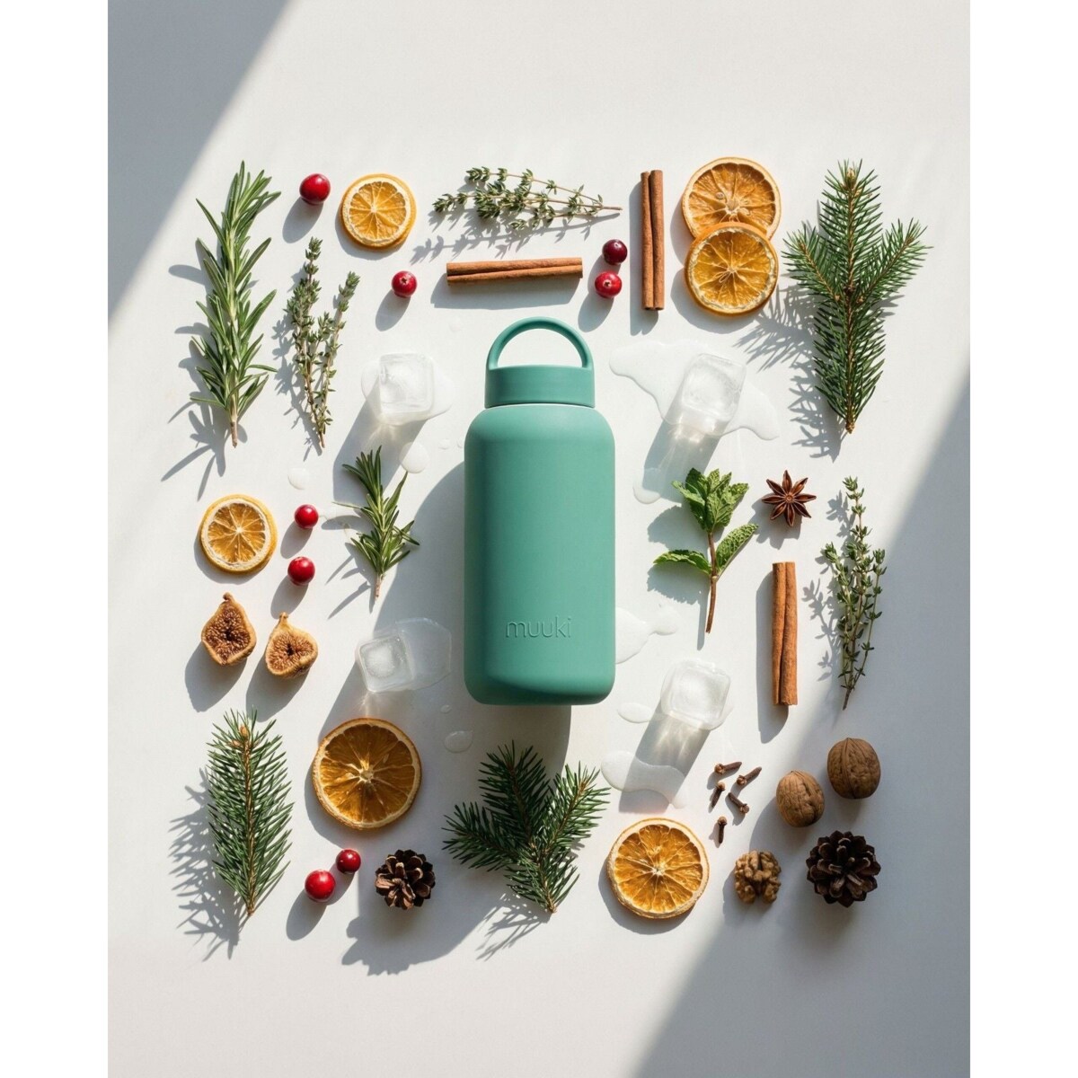 MUUKI DAILY BOTTLE szklana butelka na wodę 720 ml, Frosted Green