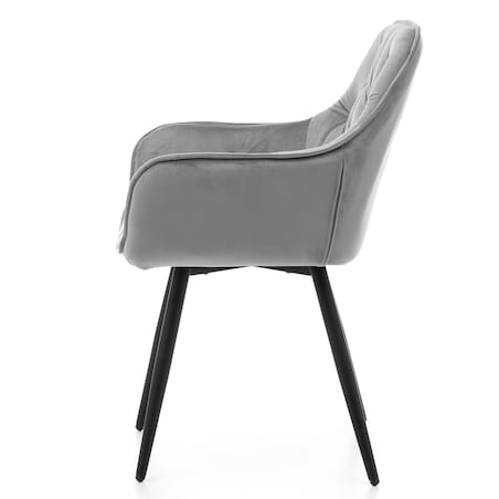 Krzesło tapicerowane pikowane do salonu jadalni welurowe SIENA jasnoszare