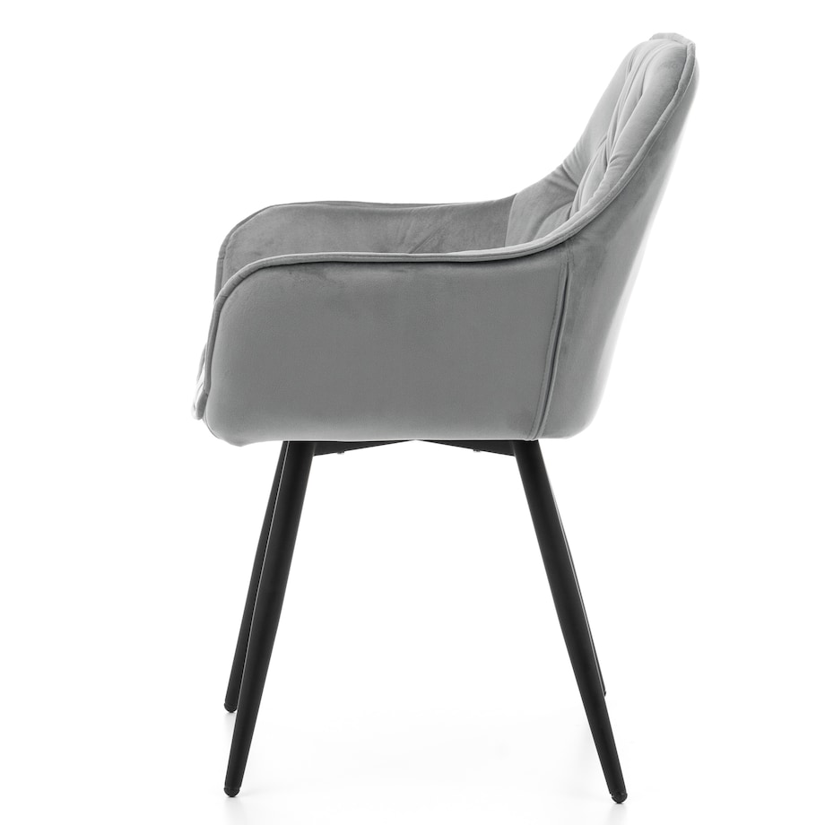 Krzesło tapicerowane pikowane do salonu jadalni welurowe SIENA jasnoszare