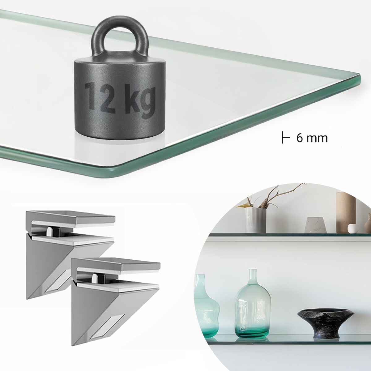 Szklana półka do kuchni - przezroczysta - 50x13 cm