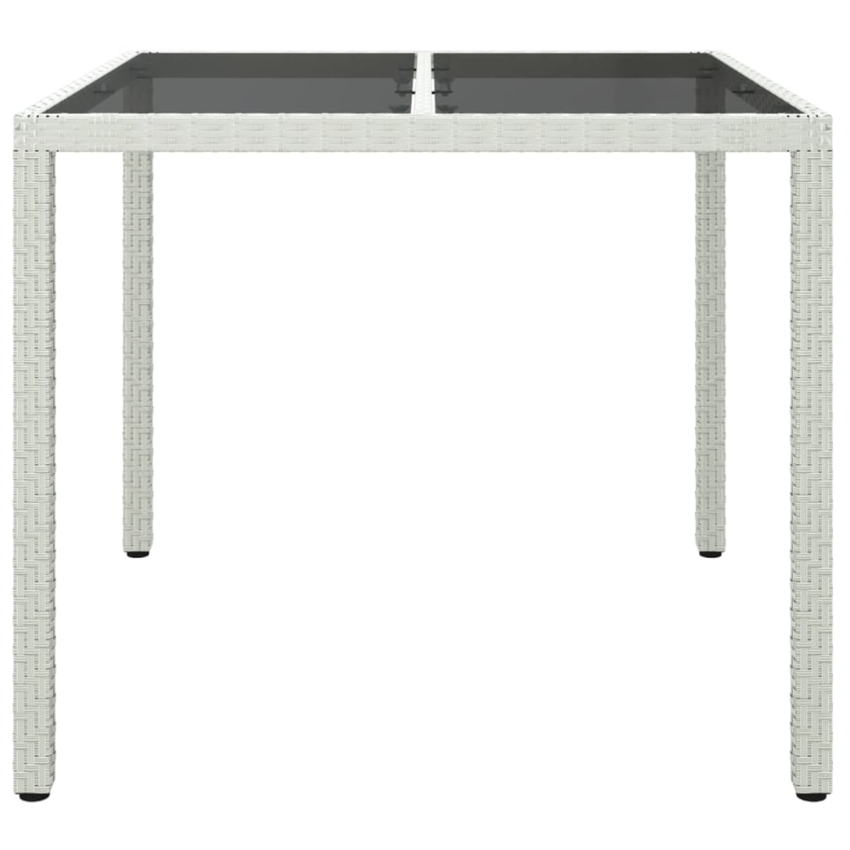 vidaXL Stół ogrodowy, 90x90x75 cm, szkło i rattan PE, biały