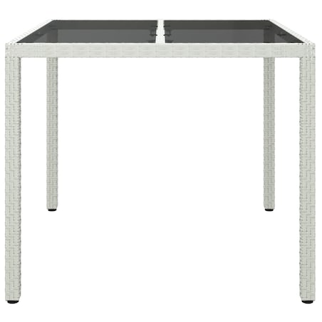 vidaXL Stół ogrodowy, 90x90x75 cm, szkło i rattan PE, biały