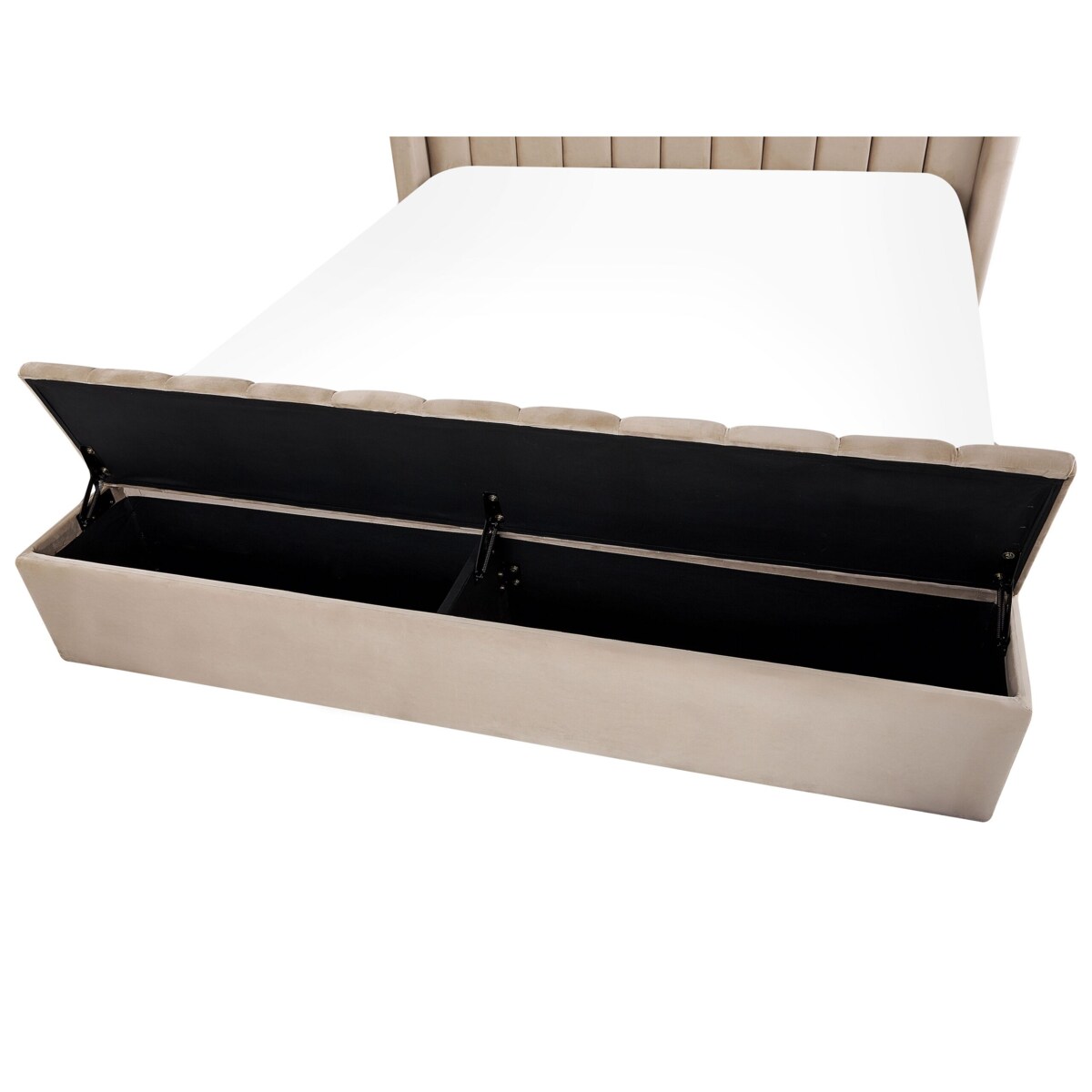 Łóżko welurowe z ławką 160 x 200 cm beżowe NOYERS