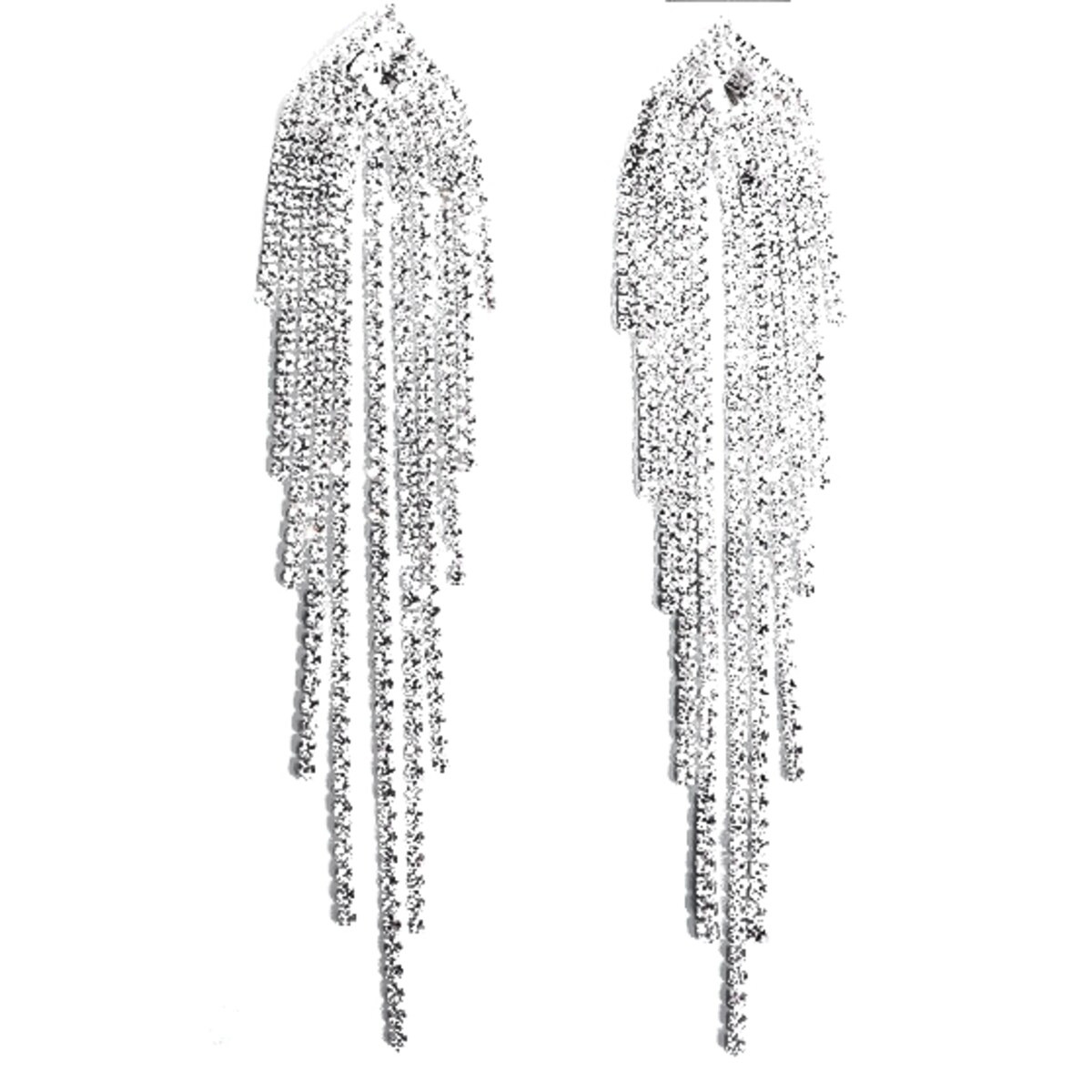 Kolczyki srebrne długie nitki z cyrkonii