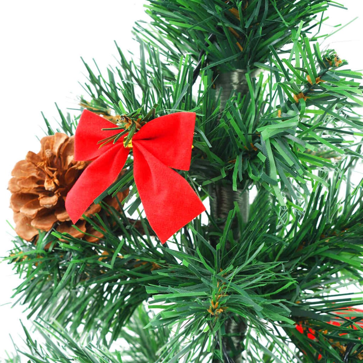 vidaXL Sztuczna choinka z bombkami i lampkami, zielona, 64 cm