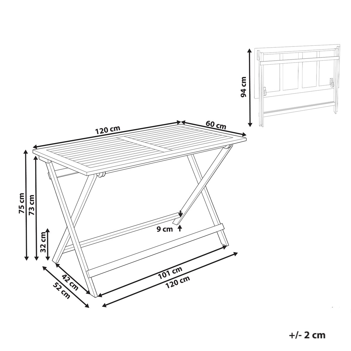 Stół ogrodowy PROSSEDI 120 cm 60 cm Drewno akacjowe Brązowy