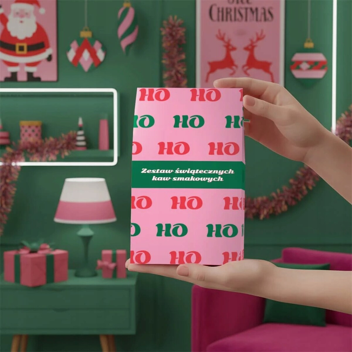 PERSONALIZOWANY BOX ŚWIĄTECZNY ZESTAW KAW HERBAT PREMIUM ZAPARZACZ - PREZENT UPOMINEK NA MIKOŁAJA ŚWIĘTA GWIAZDKĘ BOŻE NARODZENIE POD CHOINKĘ DLA KOBIETY FACETA