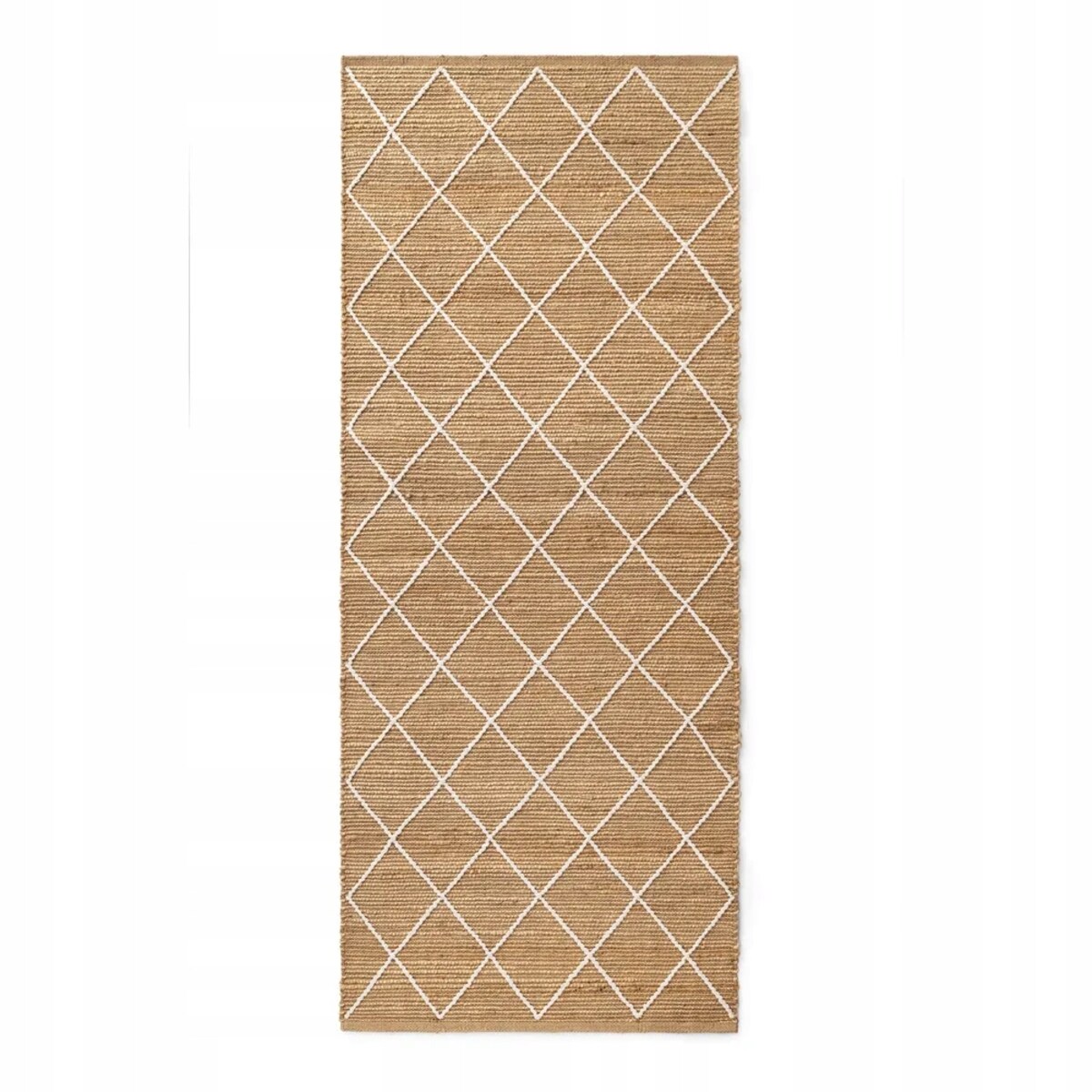 Chodnik z juty 80x200cm, kolor beżowy, ręcznie tkany, wzóre boho