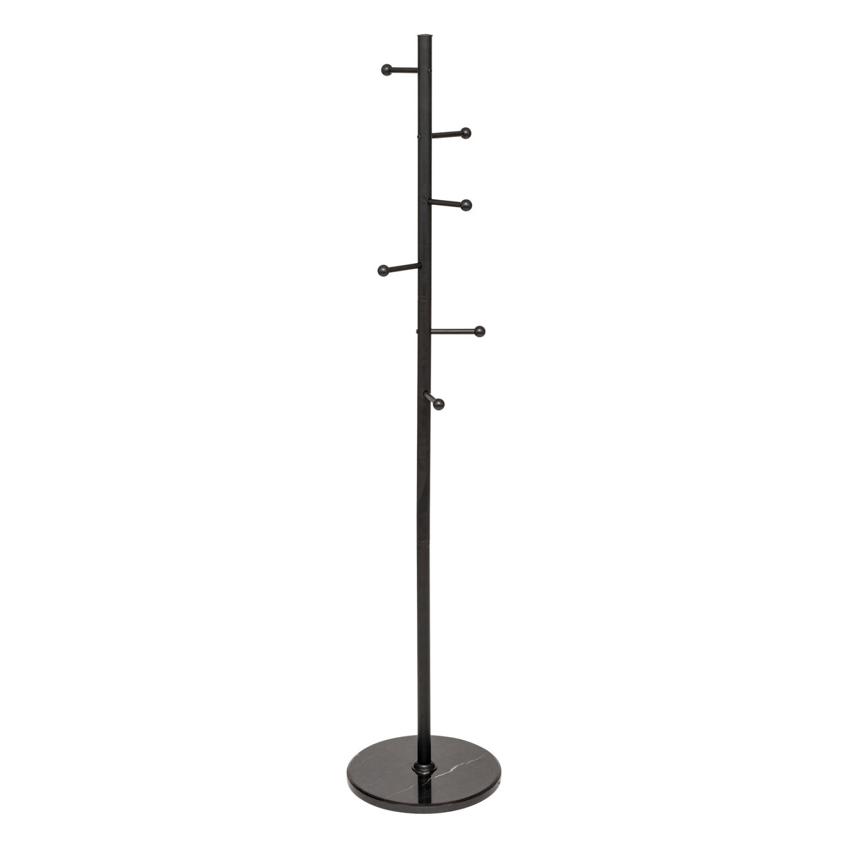 Wieszak na płaszcze BLACKMARBLE z 6 metalowymi uchwytami, 173 cm