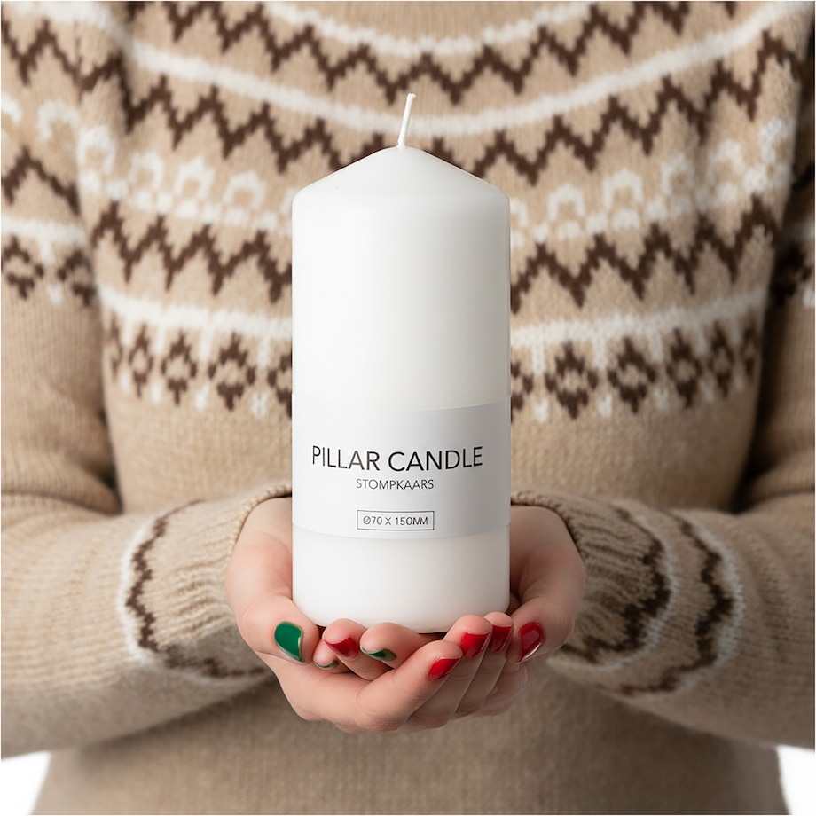 Świeca Świeczka Świąteczna Boże Narodzenie Filar Prosta 7X15 Cm Biała