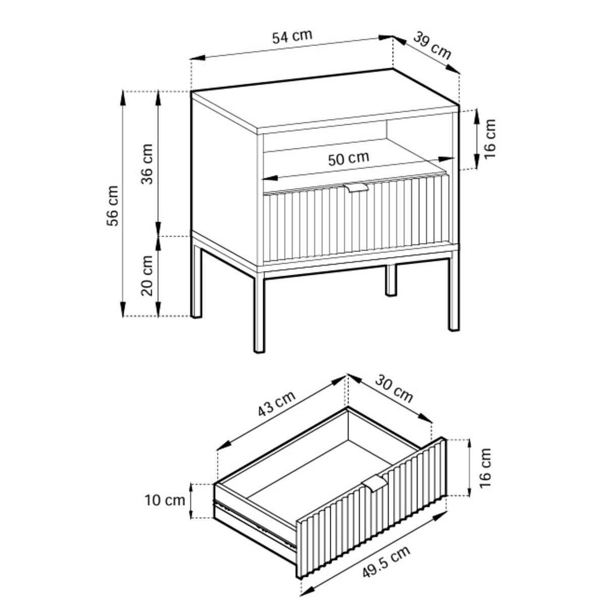 Szafka nocna NEW do sypialni - kaszmirowa+ st. czarny