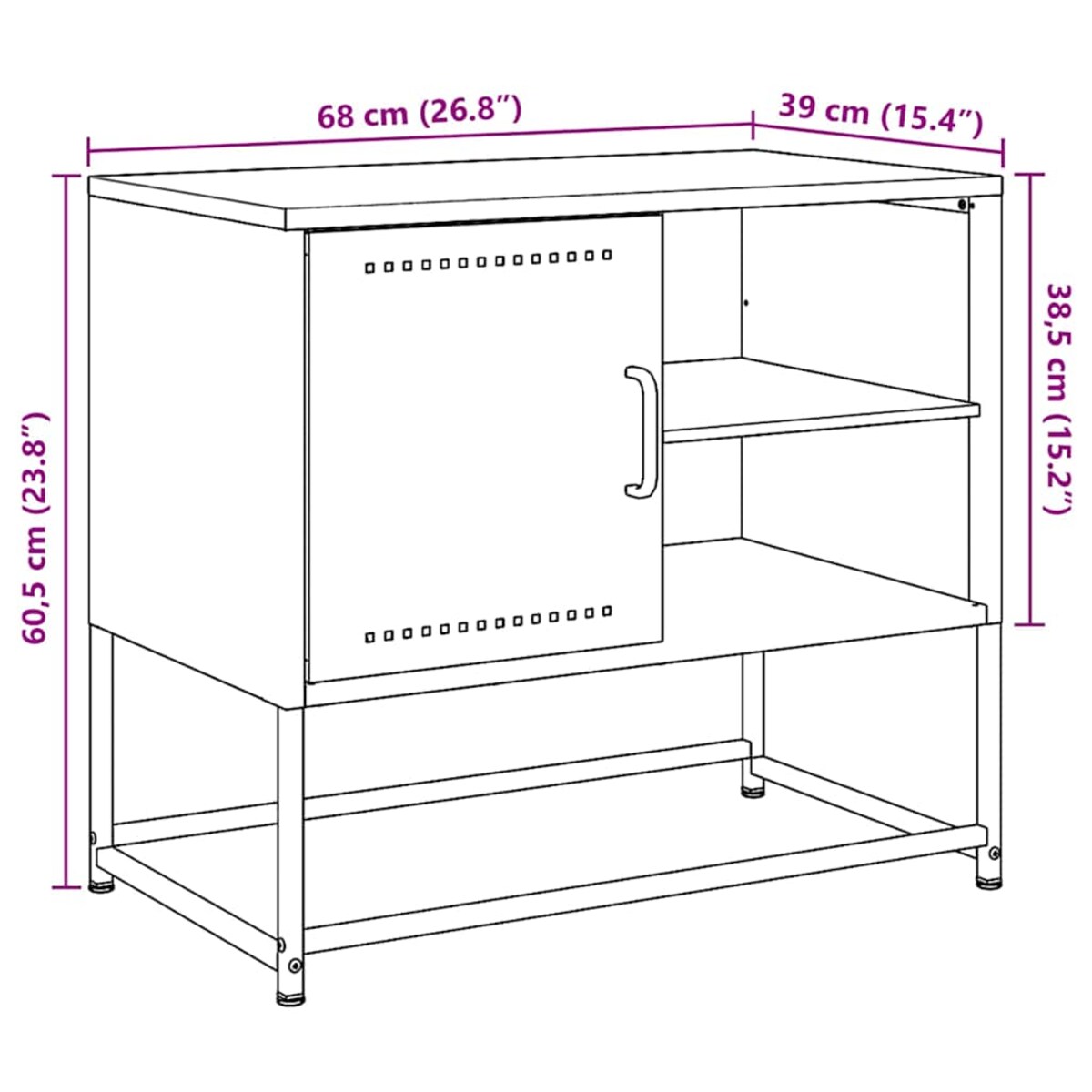 vidaXL Szafka pod telewizor, antracytowa, 68x39x60,5 cm, stalowa