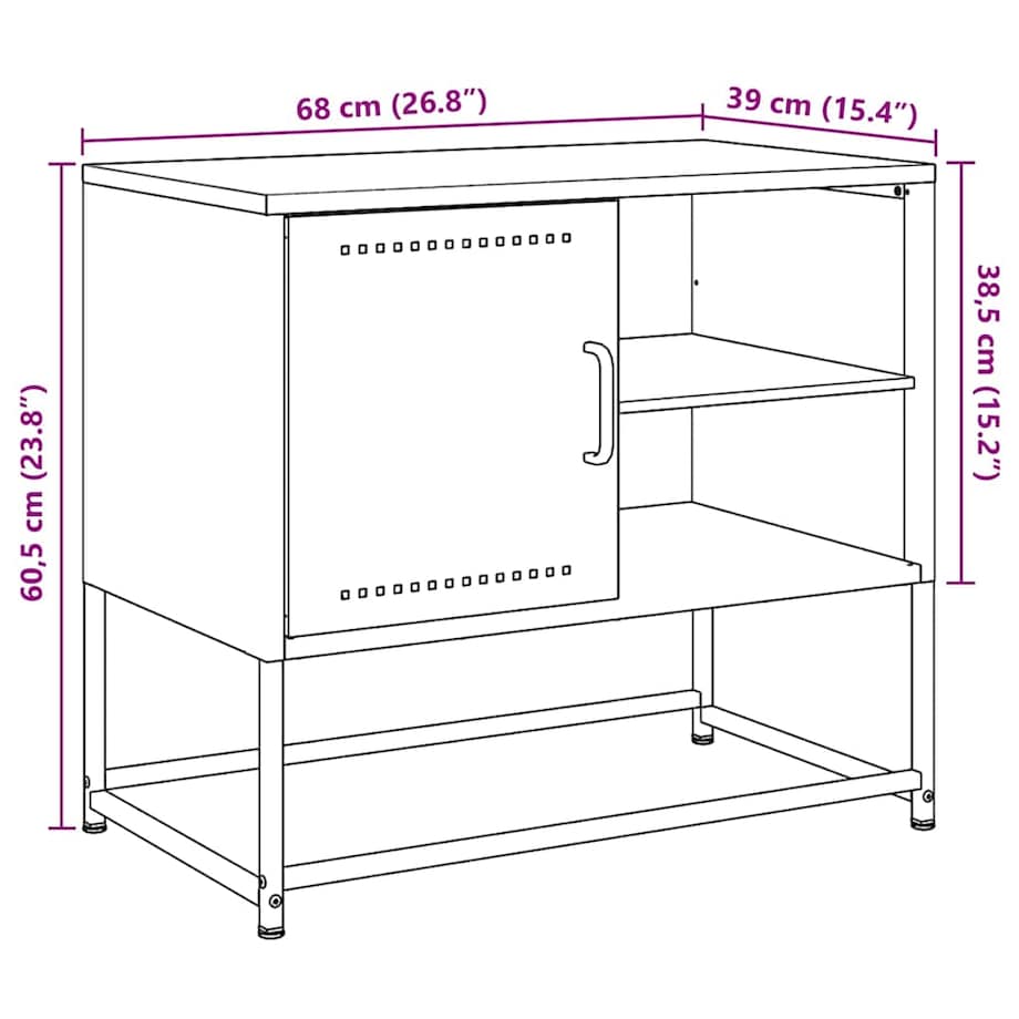 vidaXL Szafka pod telewizor, antracytowa, 68x39x60,5 cm, stalowa