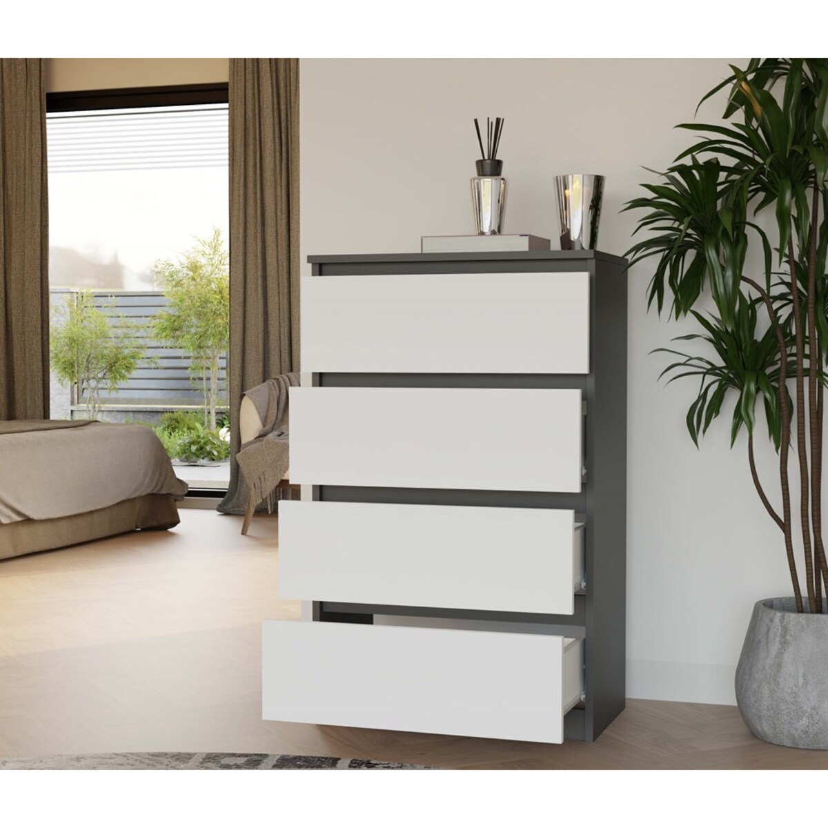 Komoda Malwa M4 ANTRACYT BIAŁY