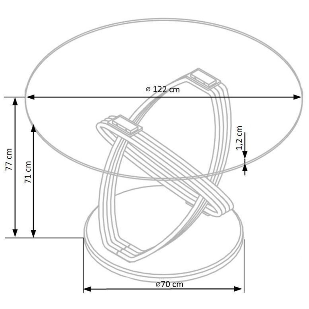 STÓŁ OKRĄGŁY Ticco SZKLANY BLAT czarna okleina marmur