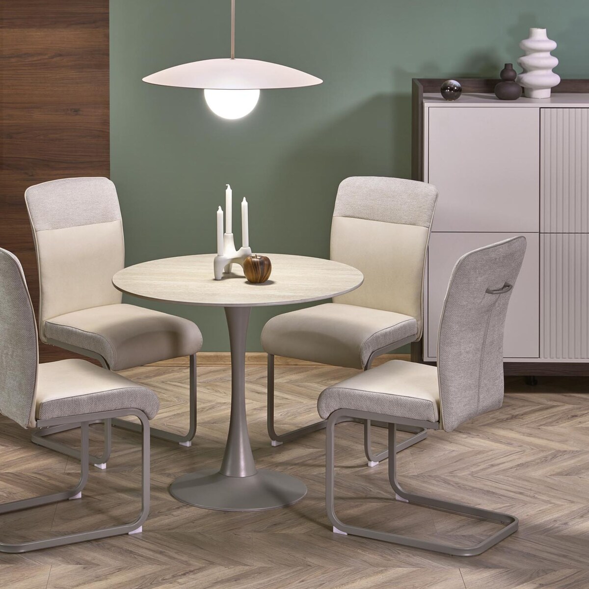 Lampa Wisząca SLATE SABIA GLASS, Beżowo-Biała, Ø65 cm, 1-Punktowa, 10910, TK Lighting