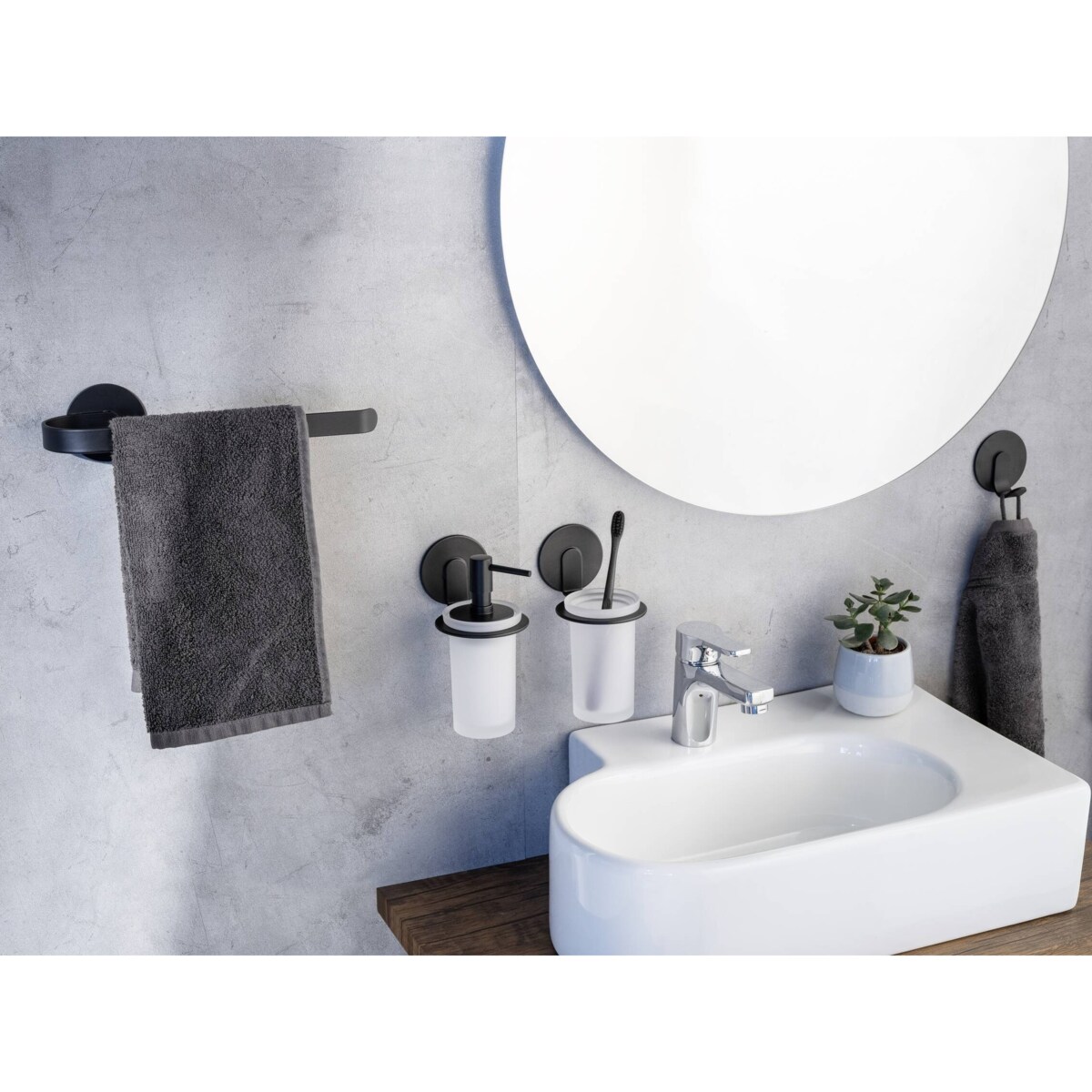 Aluminiowy uchwyt na ręcznik BIVIO, montaż bez wiercenia