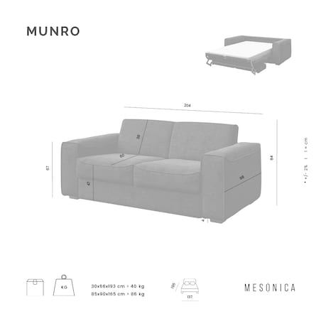 Sofa rozkładana 2,5-osobowa Munro beżowa