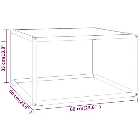 vidaXL Stolik kawowy, szkło w kolorze biały marmur, 60x60x35 cm