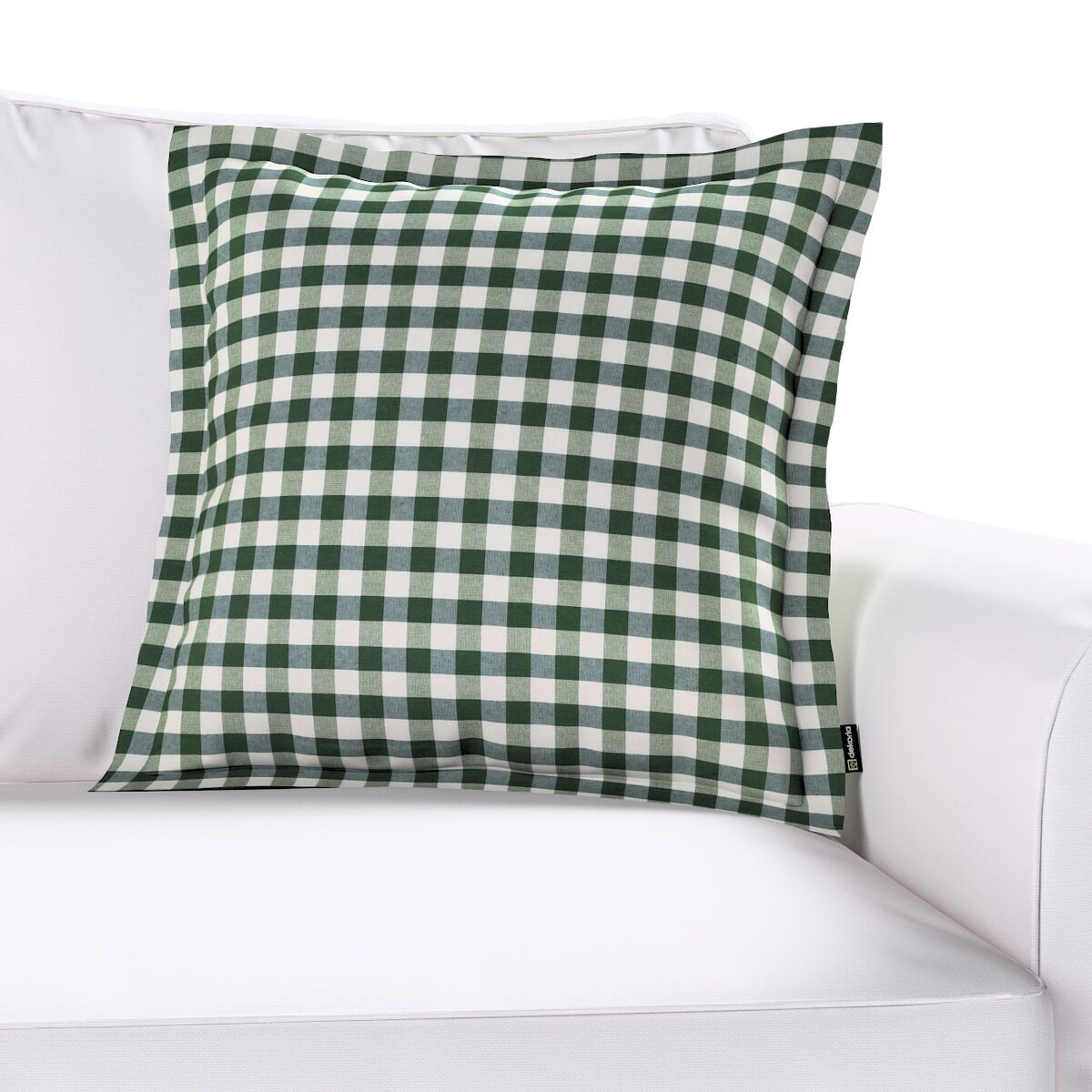 Poszewka Mona na poduszkę 45x45 zielono-biała kratka (1,5x1,5cm)