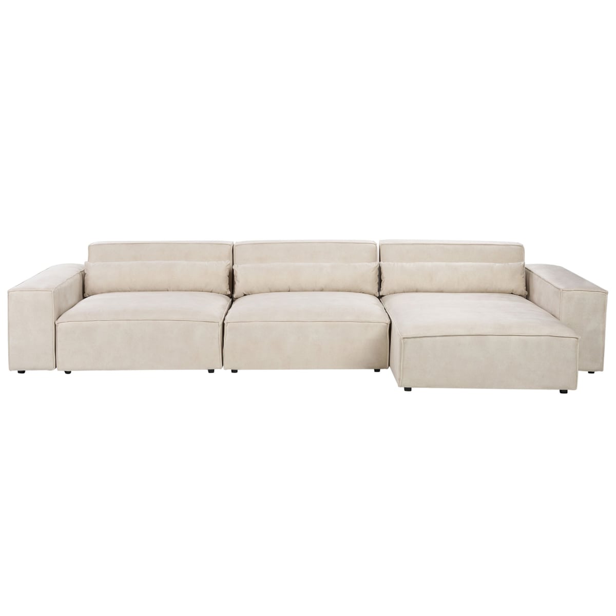 Sofa narożna HELLNAR Welur Jasnobeżowy Lewostronny