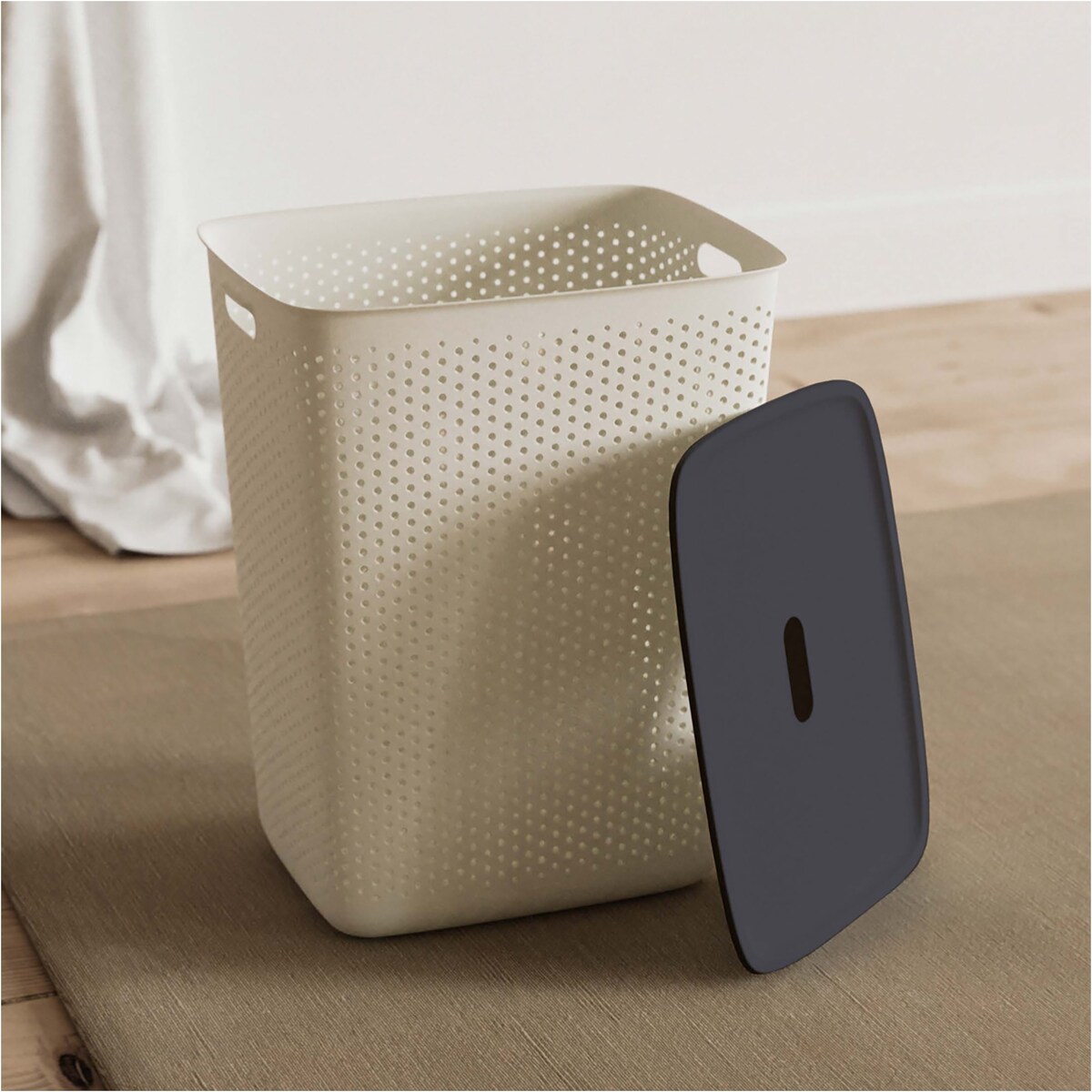 Kosz Na Pranie Bieliznę Wolnostojący Łazienkowy 60 L Duży Biały