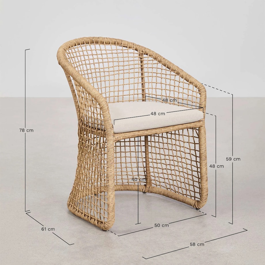 Krzesło ogrodowe z podłokietnikami ze stali i syntetycznego rattanu Liparian